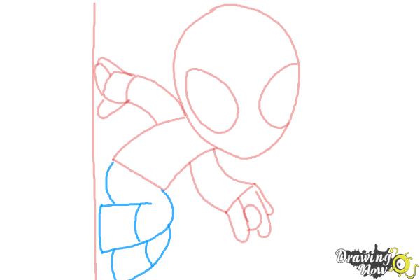 How to Draw Chibi Spiderman - Step 5 How to Draw Chibi Spiderman - Step 5