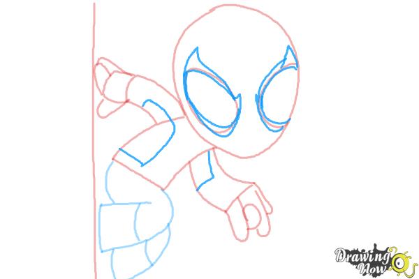 How to Draw Chibi Spiderman - Step 6 How to Draw Chibi Spiderman - Step 6