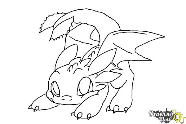 How to Draw Chibi Toothless - Step 10 How to Draw Chibi Toothless - Step 10