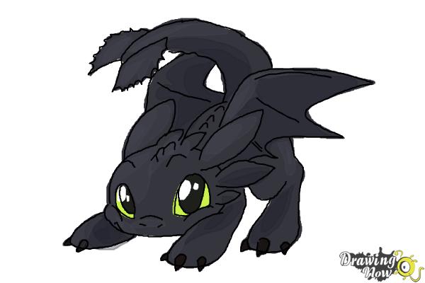 How to Draw Chibi Toothless - Step 11 How to Draw Chibi Toothless - Step 11