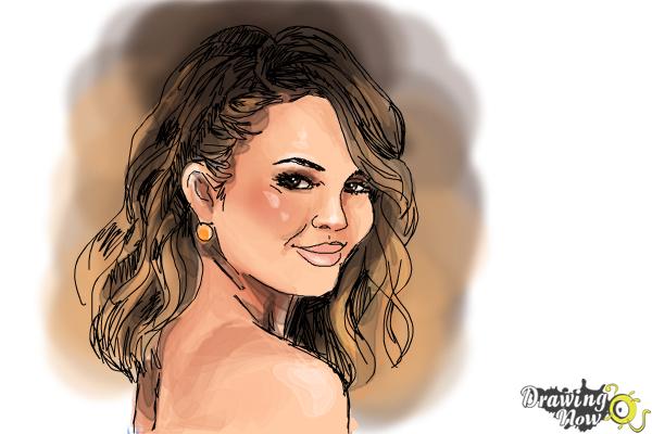 How to Draw Chrissy Teigen - Step 9 How to Draw Chrissy Teigen - Step 9