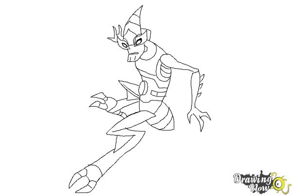 How to Draw Crashhopper from Ben 10 Omniverse - Step 9 How to Draw Crashhopper from Ben 10 Omniverse - Step 9