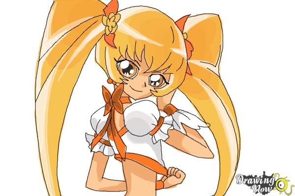 How to Draw Cure Sunshine, Myoudouin Itsuki from Pretty Cure - Step 13 How to Draw Cure Sunshine, Myoudouin Itsuki from Pretty Cure - Step 13