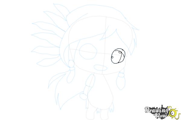 How to Draw Cute Native American Girl - Step 12
