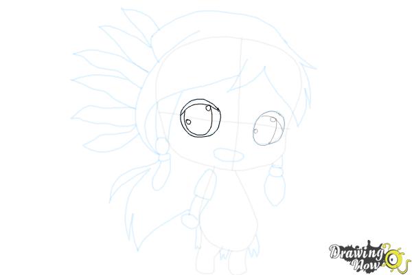 How to Draw Cute Native American Girl - Step 13