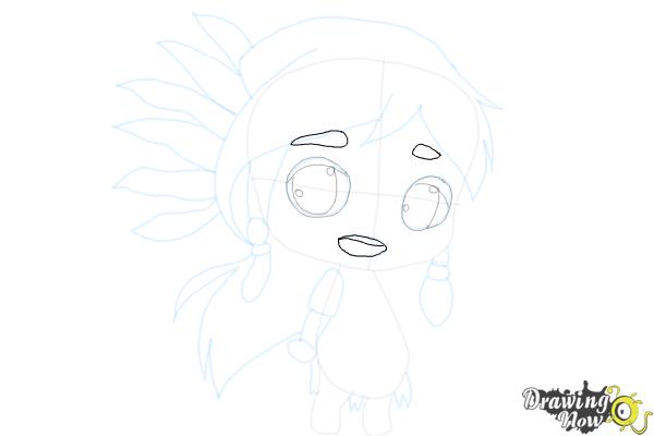 How to Draw Cute Native American Girl - Step 14