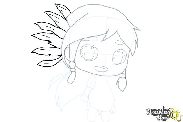 How to Draw Cute Native American Girl - Step 17