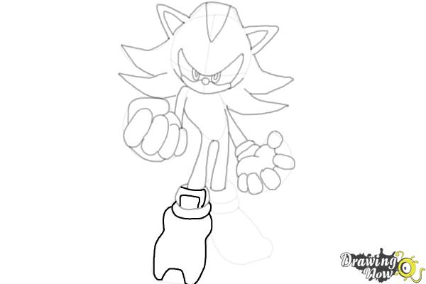 How to Draw Dark Sonic - Step 17 How to Draw Dark Sonic - Step 17