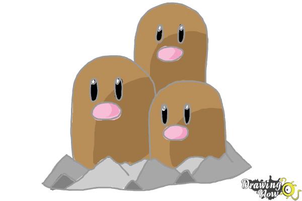 How to Draw Dugtrio from Pokemon - Step 9 How to Draw Dugtrio from Pokemon - Step 9