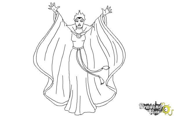 How to Draw Evil Queen, Disney Villain - Step 9 How to Draw Evil Queen, Disney Villain - Step 9