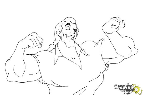How to Draw Gaston, Disney Villain - Step 10 How to Draw Gaston, Disney Villain - Step 10