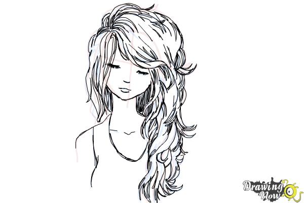 How to Draw Girl Hair - Step 13 How to Draw Girl Hair - Step 13