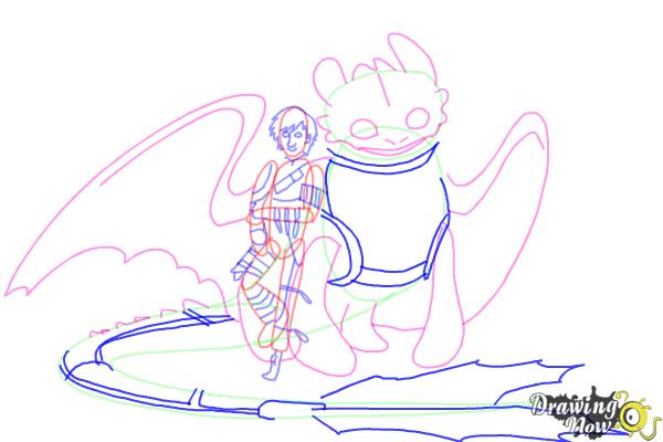 How to Draw Hiccup and Toothless from How to Train Your Dragon 2 - Step 10 How to Draw Hiccup and Toothless from How to Train Your Dragon 2 - Step 10