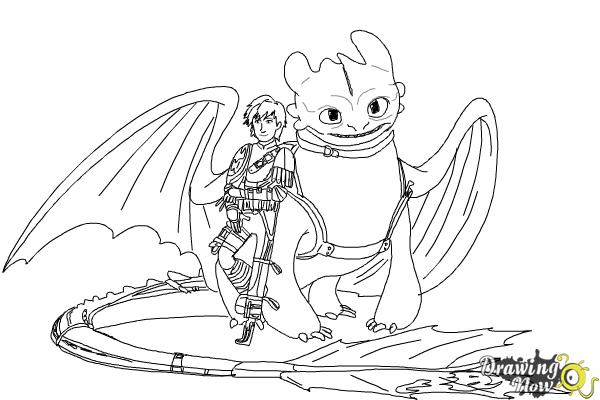 How to Draw Hiccup and Toothless from How to Train Your Dragon 2 - Step 11 How to Draw Hiccup and Toothless from How to Train Your Dragon 2 - Step 11