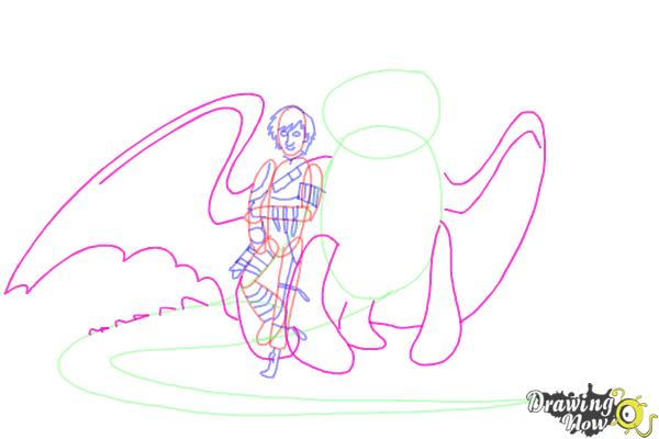 How to Draw Hiccup and Toothless from How to Train Your Dragon 2 - Step 8 How to Draw Hiccup and Toothless from How to Train Your Dragon 2 - Step 8