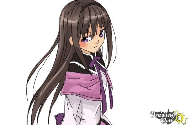How to Draw Homura Akemi from Puella Magi - Step 9 How to Draw Homura Akemi from Puella Magi - Step 9
