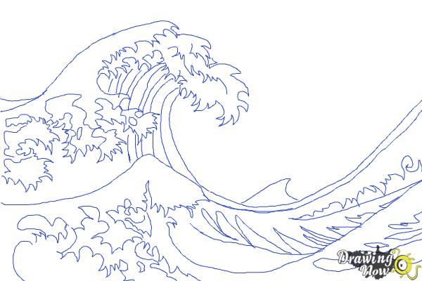 How to Draw Japanese Waves - Step 12 How to Draw Japanese Waves - Step 12