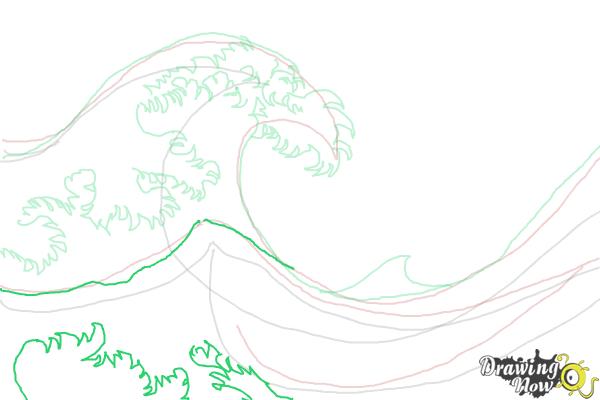 How to Draw Japanese Waves - Step 7 How to Draw Japanese Waves - Step 7