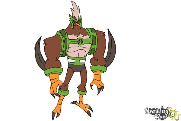 How to Draw Kickin' Hawk from Ben 10 Omniverse - Step 10 How to Draw Kickin' Hawk from Ben 10 Omniverse - Step 10