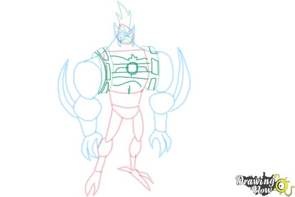 How to Draw Kickin' Hawk from Ben 10 Omniverse - Step 7 How to Draw Kickin' Hawk from Ben 10 Omniverse - Step 7