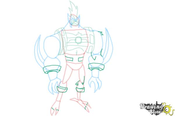 How to Draw Kickin' Hawk from Ben 10 Omniverse - Step 8 How to Draw Kickin' Hawk from Ben 10 Omniverse - Step 8