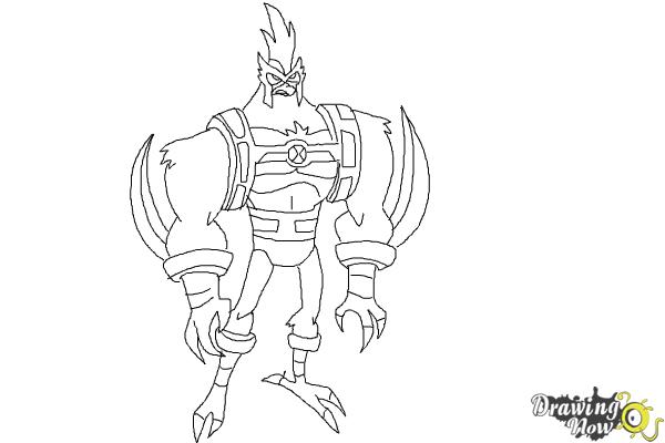 How to Draw Kickin' Hawk from Ben 10 Omniverse - Step 9 How to Draw Kickin' Hawk from Ben 10 Omniverse - Step 9