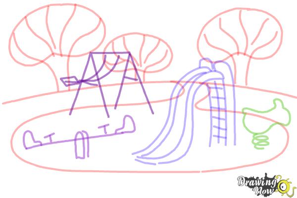 How to Draw Kids Playing In a Playground - Step 4 How to Draw Kids Playing In a Playground - Step 4