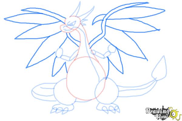 How to Draw Mega Charizard X - Step 7 How to Draw Mega Charizard X - Step 7