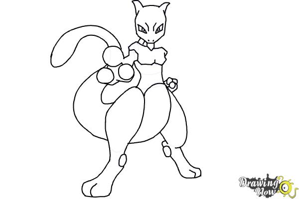 How to Draw Mewtwo from Pokemon - Step 9 How to Draw Mewtwo from Pokemon - Step 9