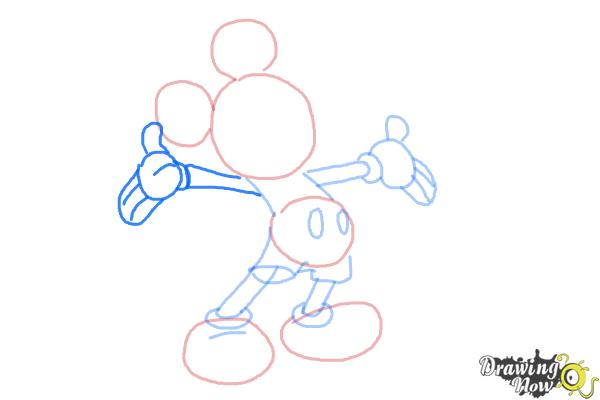 How to Draw Mickey Mouse Full Body - Step 6 How to Draw Mickey Mouse Full Body - Step 6