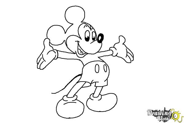 How to Draw Mickey Mouse Full Body - Step 9 How to Draw Mickey Mouse Full Body - Step 9