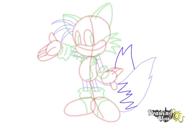 How to Draw Miles Prower, Tails from Sonic - Step 18 How to Draw Miles Prower, Tails from Sonic - Step 18