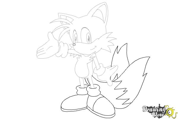 How to Draw Miles Prower, Tails from Sonic - Step 23 How to Draw Miles Prower, Tails from Sonic - Step 23