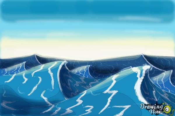 How to Draw Ocean Waves - Step 16 How to Draw Ocean Waves - Step 16