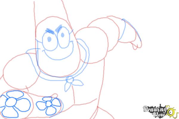How to draw Patrick, Mr. Superawesomeness from SpongeBob: Sponge Out of Water - Step 8 How to draw Patrick, Mr. Superawesomeness from SpongeBob: Sponge Out of Water - Step 8