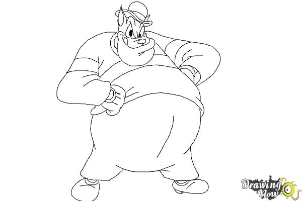How to Draw Pete, Disney Villain - Step 10 How to Draw Pete, Disney Villain - Step 10