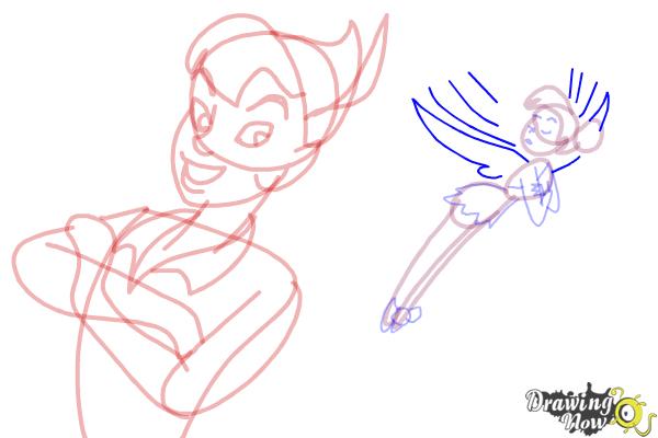 How to Draw Peter Pan And Tinkerbell - Step 12 How to Draw Peter Pan And Tinkerbell - Step 12