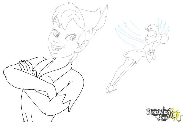 How to Draw Peter Pan And Tinkerbell - Step 16 How to Draw Peter Pan And Tinkerbell - Step 16