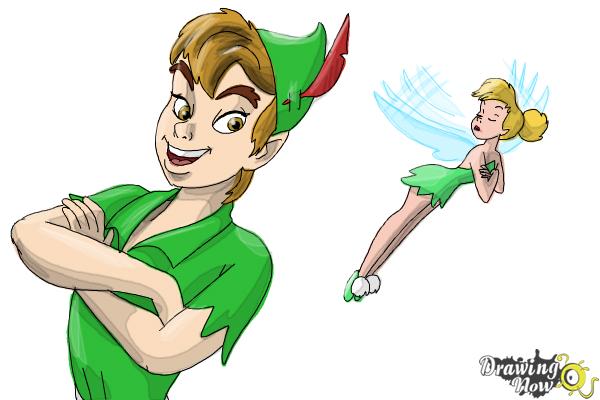 How to Draw Peter Pan And Tinkerbell - Step 17 How to Draw Peter Pan And Tinkerbell - Step 17