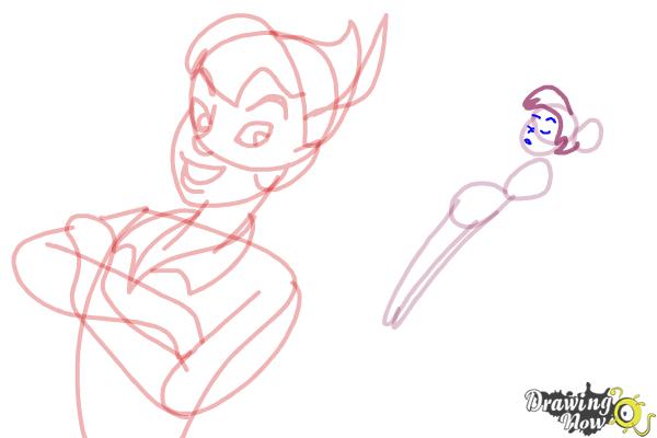 How to Draw Peter Pan And Tinkerbell - Step 9 How to Draw Peter Pan And Tinkerbell - Step 9