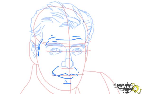 How to Draw Pierce Brosnan - Step 6 How to Draw Pierce Brosnan - Step 6