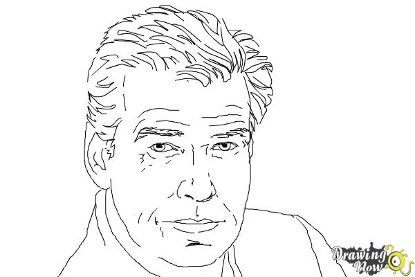 How to Draw Pierce Brosnan - Step 7 How to Draw Pierce Brosnan - Step 7