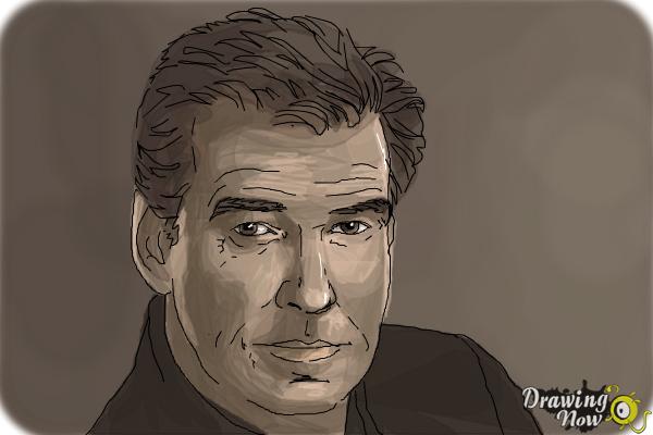 How to Draw Pierce Brosnan - Step 8 How to Draw Pierce Brosnan - Step 8