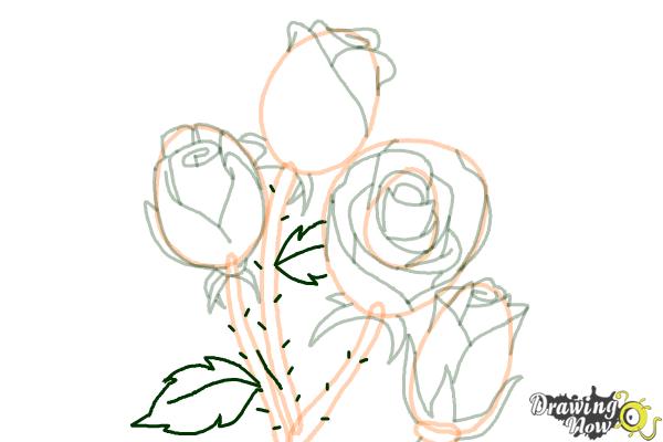 How to Draw Roses Step by Step - Step 17 How to Draw Roses Step by Step - Step 17