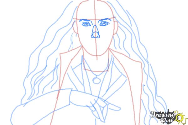 How to Draw Scarlet Witch from Avengers: Age Of Ultron - Step 7 How to Draw Scarlet Witch from Avengers: Age Of Ultron - Step 7