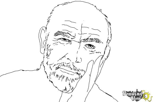 How to Draw Sean Connery - Step 7 How to Draw Sean Connery - Step 7