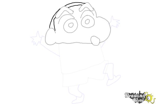 How to Draw Shin-chan (Shinnosuke Nohara from Crayon Shin Chan) - Step 10 How to Draw Shin-chan (Shinnosuke Nohara from Crayon Shin Chan) - Step 10