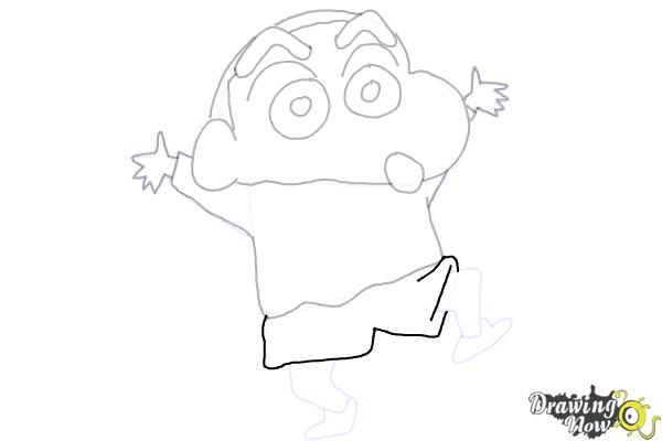 How to Draw Shin-chan (Shinnosuke Nohara from Crayon Shin Chan) - Step 12 How to Draw Shin-chan (Shinnosuke Nohara from Crayon Shin Chan) - Step 12