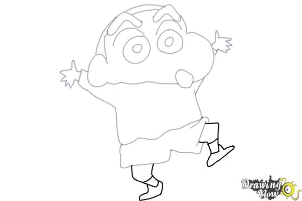 How to Draw Shin-chan (Shinnosuke Nohara from Crayon Shin Chan) - Step 13 How to Draw Shin-chan (Shinnosuke Nohara from Crayon Shin Chan) - Step 13