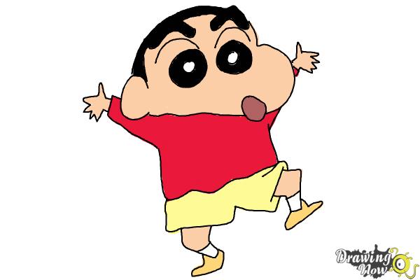 How to Draw Shin-chan (Shinnosuke Nohara from Crayon Shin Chan) - Step 14 How to Draw Shin-chan (Shinnosuke Nohara from Crayon Shin Chan) - Step 14